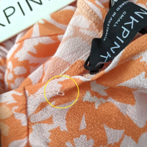 MINKPINK Marli Floral Mini Dress Orange Pink V-Neck Puff Sleeve Keyhole Back - Picture 10 of 16